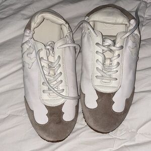 Tory Burch Cerbiatto Suede Leather Nylon Ivory/Tan Sneakers